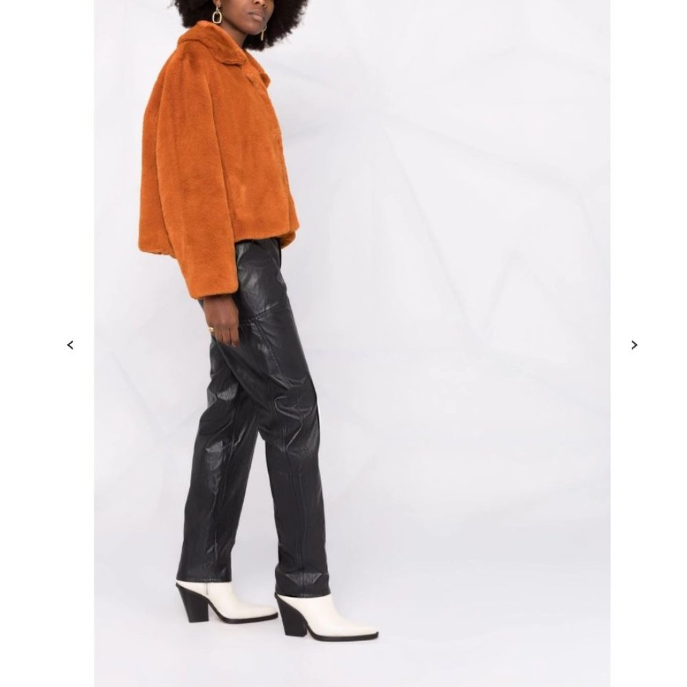 NEW! STAND STUDIO Marcella Faux-Fur Cropped Jacket - Rust - Picture 4 of 6